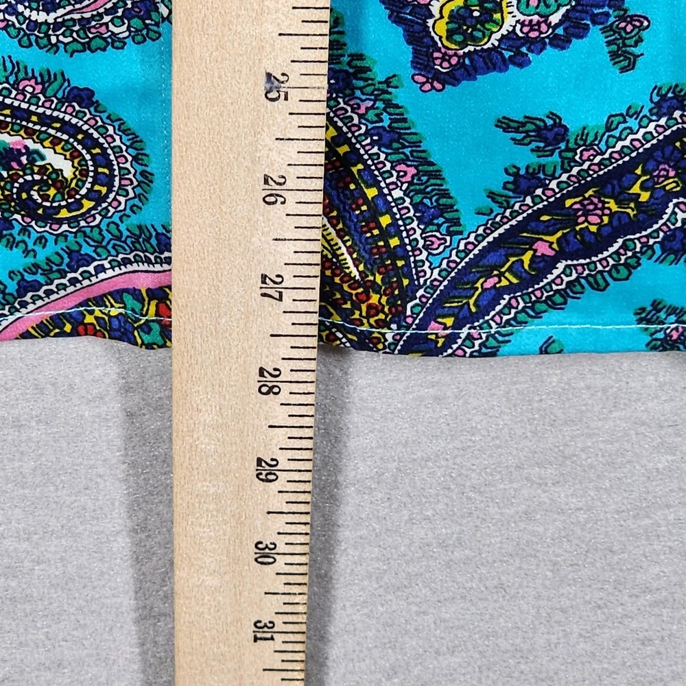 Talbots Turquoise Paisley Shirt Womens 10 12 Button Front Long Sleeve Stretch - Picture 7 of 10